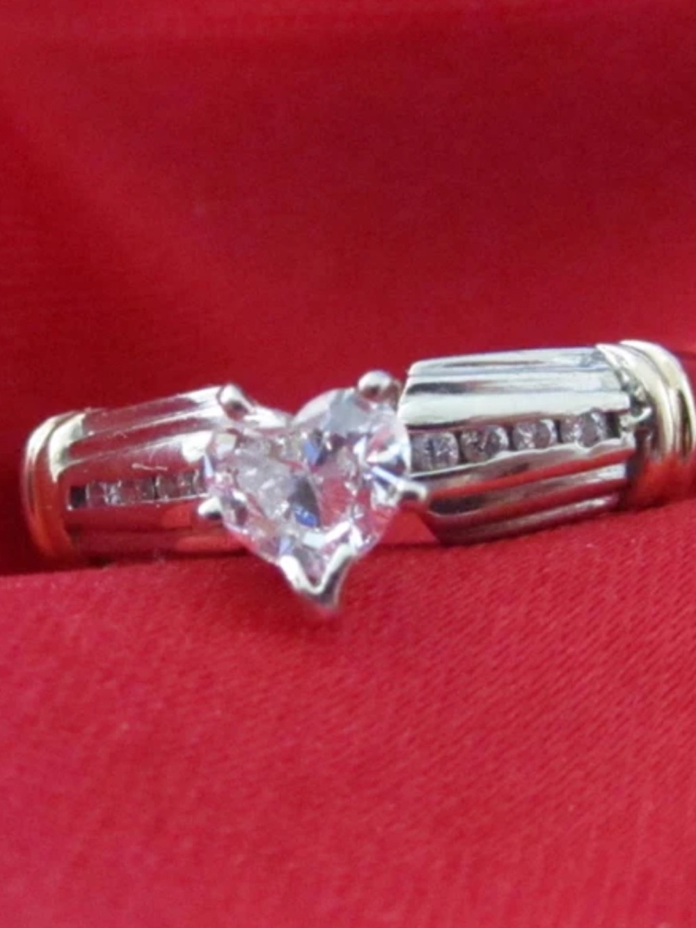 Diamond Heart Engagement Ring 1/2 Center Stone 14 KT White & Yellow Gold
